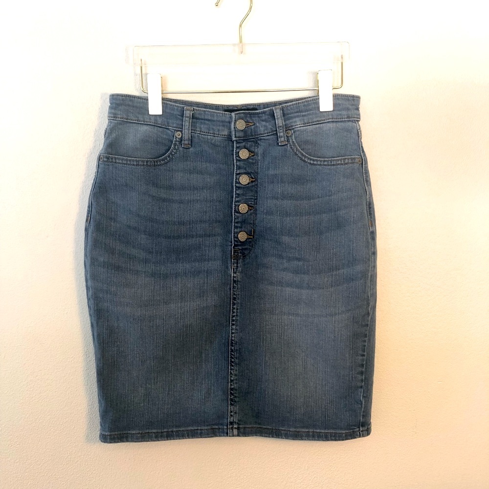 Banana Republic Pencil Jean Skirt with Five Buttons Down Front